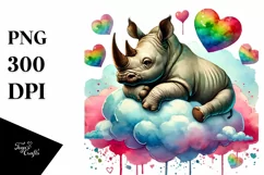 Colorful Rhino on Cloud, Transparent PNG Product Image 1