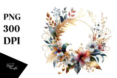 Watercolor Abstract Frame with Wild Flowers Product Image 1