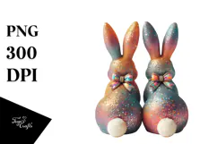 Colorful Vintage 2 Bunnies Sitting View from Back Product Image 1