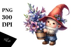 Cute Baby Gnome with Lobelia PNG Product Image 1