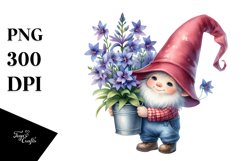 Cute Baby Gnome with Lobelia PNG Product Image 1