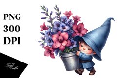 Cute Baby Gnome with Lobelia PNG Product Image 1