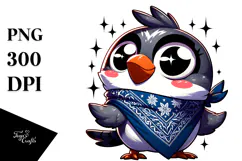 Dramatic Bird with Bandana, Clean PNG Product Image 1