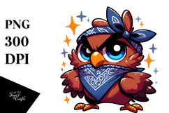 Dramatic Bird with Bandana, Clean PNG Product Image 1