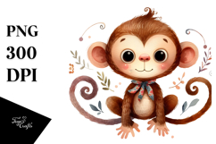 Funny Watercolor Wimsical Monkey | White Background Product Image 1
