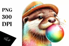 Colorful Otter with Hat and Chewing Gum | Clipart Product Image 3