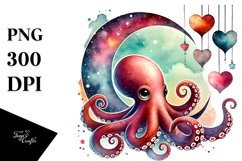 Colorful Octopus on Half Moon, Transparent PNG Product Image 1