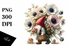 Digital Painting of Gnome with Anemone Bouquet Product Image 3