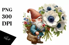 Digital Painting of Gnome with Anemone Bouquet Product Image 3
