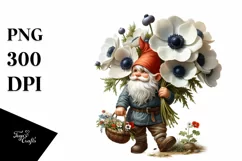Digital Painting of Gnome with Anemone Bouquet Product Image 3