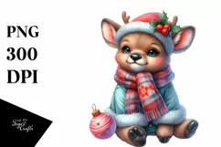 Cute Baby Elk Christmas | Sublimation Clipart Product Image 3