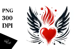 Heart with Wings and Fire, Artistic PNG Product Image 1