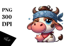 Cartoon Cow Bandana PNG Product Image 1