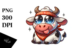 Cartoon Cow Bandana PNG Product Image 1