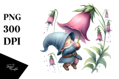 Cute Gnome Floating Large Foxglove | Sublimation | Clipart Product Image 1