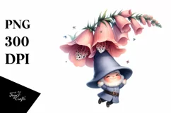 Cute Gnome Floating in the Air with Foxglove | Sublimation Product Image 3