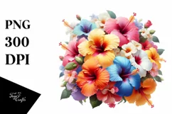 Colorful Hibiscus Bouquet Sublimation Clipart Product Image 3