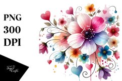 Simple Watercolor Flower, PNG Product Image 1