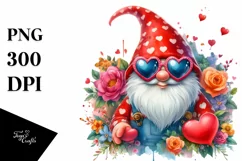 Valentines Gnome Detailed Large Heart Shaped Sunglasses PNG Product Image 1