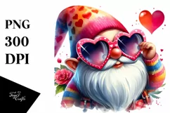 Valentines Gnome Detailed Large Heart Shaped Sunglasses PNG Product Image 1