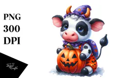 Cute Baby Cow Halloween | Sublimation | Clipart Product Image 1