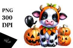 Cute Baby Cow Halloween | Sublimation | Clipart Product Image 1