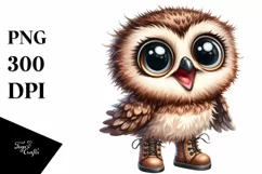 Sublimation Baby Owl Standing Boots Clipart Product Image 1
