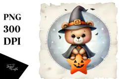 Baby Bear in Retro Halloween PNG Product Image 1