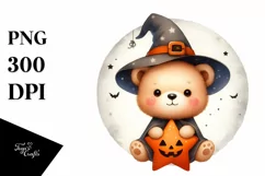 Baby Bear in Retro Halloween PNG Product Image 3