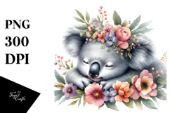 Adorned Baby Koala Watercolor PNG Product Image 1
