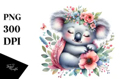 Adorned Baby Koala Watercolor PNG Product Image 1