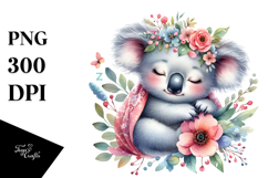 Adorned Baby Koala Watercolor PNG Product Image 1