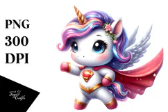 Cute Baby Unicorn Posing as Hero PNG Product Image 1