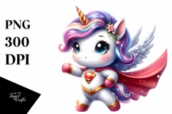 Cute Baby Unicorn Posing as Hero PNG Product Image 1