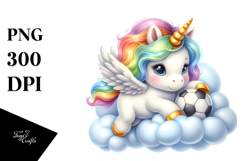 Sublimation Cute Baby Unicorn Playing Football on a Lofty Product Image 1