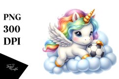 Sublimation Cute Baby Unicorn Playing Football on a Lofty Product Image 3