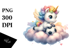 Pastel Unicorn Playing Football on Cloud Product Image 1