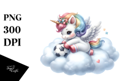 Sublimation Cute Baby Unicorn Playing Football on a Lofty Product Image 1