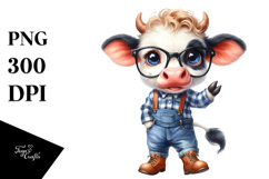Watercolor Baby Cow Big Eyes | Sublimation Clipart Product Image 1
