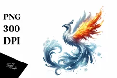 Simple Digital Painting Pheonix Fire and Ice PNG Product Image 1