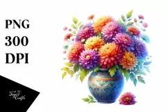 Colorful Vase with Chrysanthemum Clipart Product Image 1