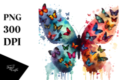 Colorful Bird with Butterfly Silhouettes PNG Product Image 1