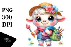 Colorful Smiling Cute Baby Lamb PNG Product Image 1