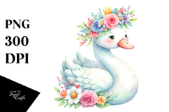 Cartoon-Style Watercolor Swan Pastel Colors Flower Crown | Product Image 1