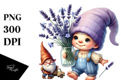 Baby Gnome With Lavender in , PNG Product Image 1