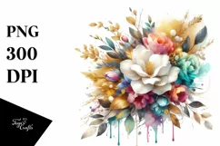 Colorful Bouquet Gold Foil | Sublimation | Clipart Product Image 3