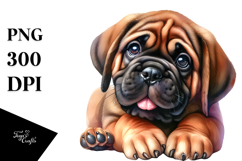 Baby Mastiff Watercolor PNG Product Image 1