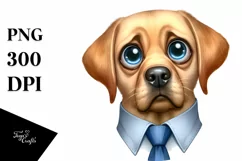 Watercolor Labrador Big Eyes With Tie | Clipart Product Image 1