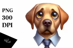 Watercolor Labrador Big Eyes With Tie | Clipart Product Image 3