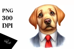 Watercolor Labrador Big Eyes With Tie | Clipart Product Image 1
